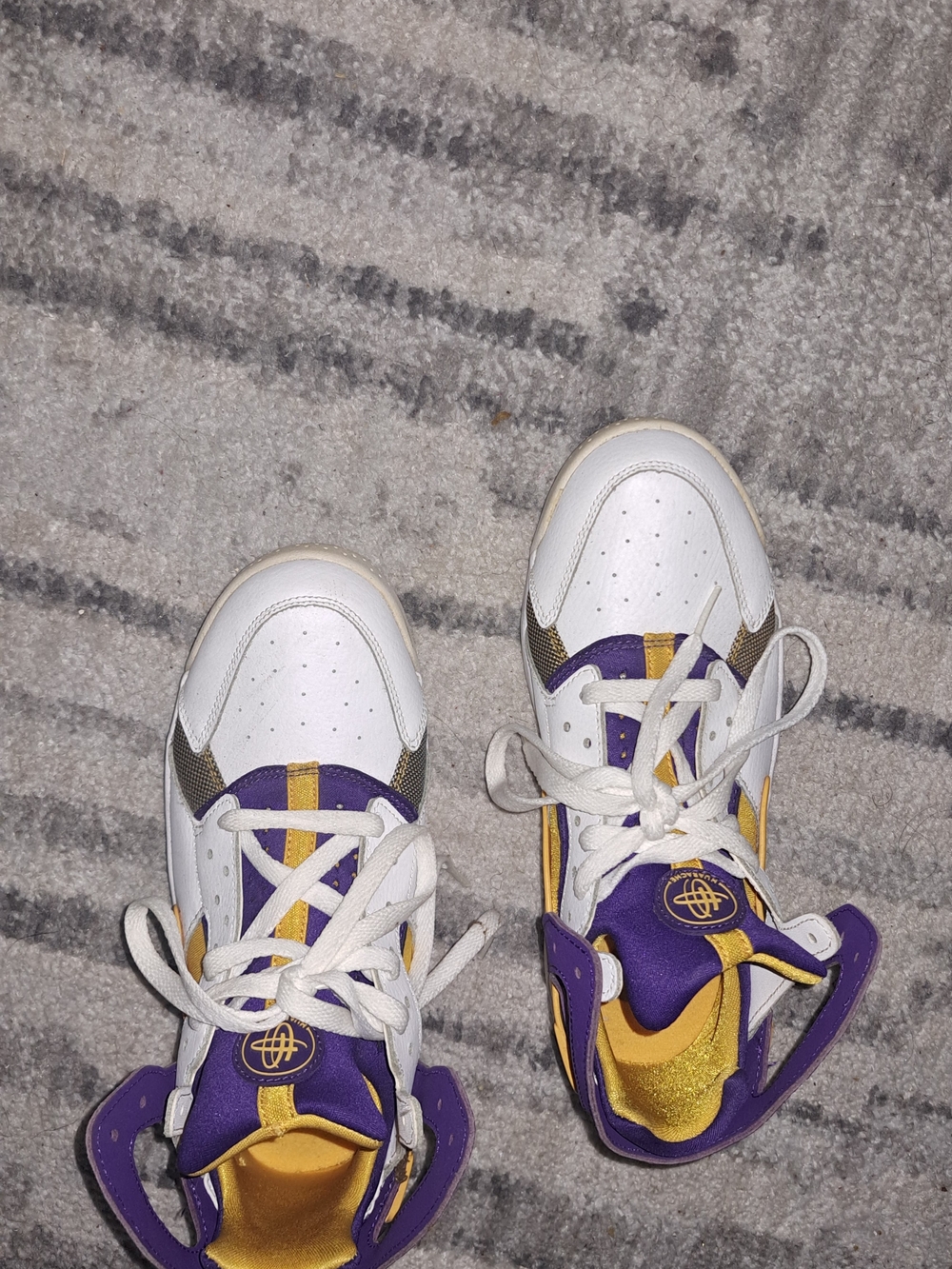 Kids White and Purple Athletic Sneakers - Comfortable Lace-Up Shoes